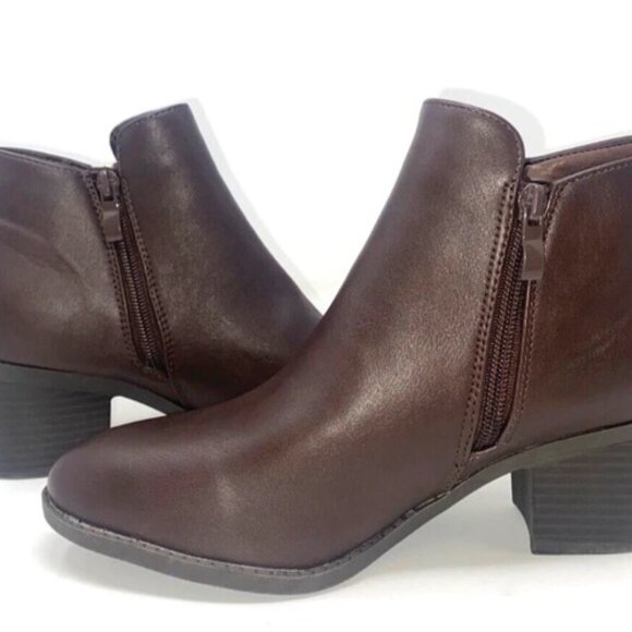 Top Moda Block Heel Ankle Bootie Zipper Brown Size 7.5 - Picture 2 of 6